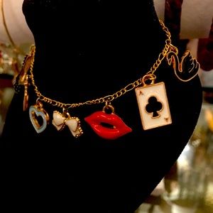 Multicolor Charm Bracelet With Gold Chain